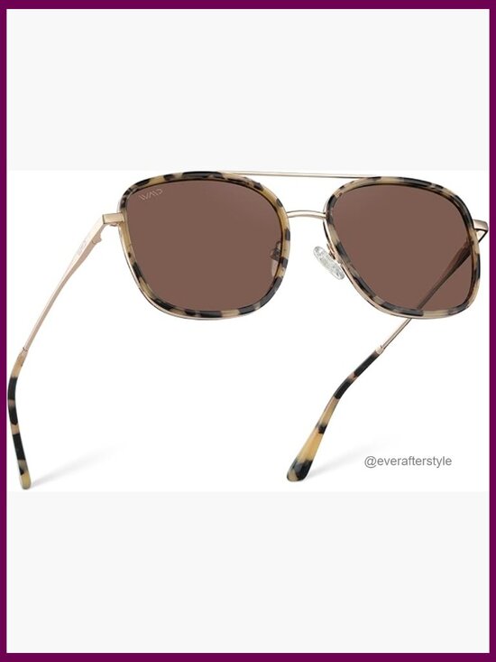 Polarized Square Aviator Sunglasses with Acetate & Stainless Steel Frame main image 6